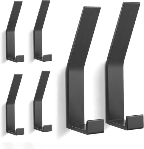Dexpally 6 Stück Kleiderhaken Wand, Garderobenhaken Schwarz, Kleiderhaken Garderobe, Haken zum Schrauben, Handtuchhaken zum Bohren, für Jacken, Mäntel, Cap, Schals, Handtuch, Handtaschen und Mehr