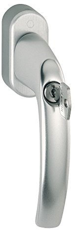 HOPPE 10763909 Fenstergriff Atlanta-Secustik m. Rast. 45°,VK 7 x 32-42 mm, Silber