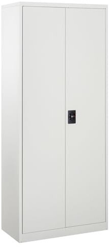 Vinsetto Cool Rolled Steel Tall Office Lockable Filing Cabinet Free Standing 2 Doors 4 Internal Adjustable Shelves Bookcase Cabinet Storage Large Space Unit 80 L x 40 W x 175 cm