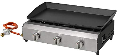 tepro Plancha Rockville Low-Fett mit Fettablauf-Stopfen | Tischgrill Gasgrill mit 3 Brennern und Einer Grillfläche von ca. 60 x 40 cm