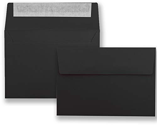 50x Brief-Umschläge B6 - Schwarz - 12,5 x 17,5 cm - Haftklebung 120 g/m² - breite edle Verschluss-Lasche - hochwertige Einladungs-Umschläge
