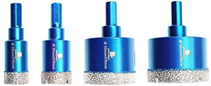 Diamant Trockenbohrer Fliesenbohrer 20/25/35/50mm - BRSCHNITT 4 Stück Diamant Bohrkrone - Lochsäge für Keramik, Granit, Porzellan, Fliesen, Feinsteinzeug, Mauerwerk, Marmor.