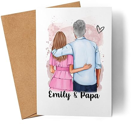 Kiddle-Design Personalisierte Vatertagskarte | Karte Vater und Tochter | Geschenkidee für den Besten Papa Stiefvater Opa