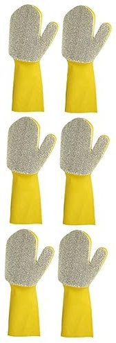 Yardwe 6 Piezas Guantes De Limpieza De Látex Guante De Lavado De Cocina Guantes De Latex Con Estropajo Guantes De Goma Reutilizables Guante De Limpieza Hombre Limpio Placa Esponja