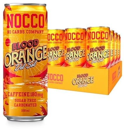 NOCCO BEVANDA BCAA | Arancia Rossa Del Sol 330 ml | BCAA | 105 mg di caffeina | Bevanda energetica | Buxtrade | Varie Quantità (6 lattine)