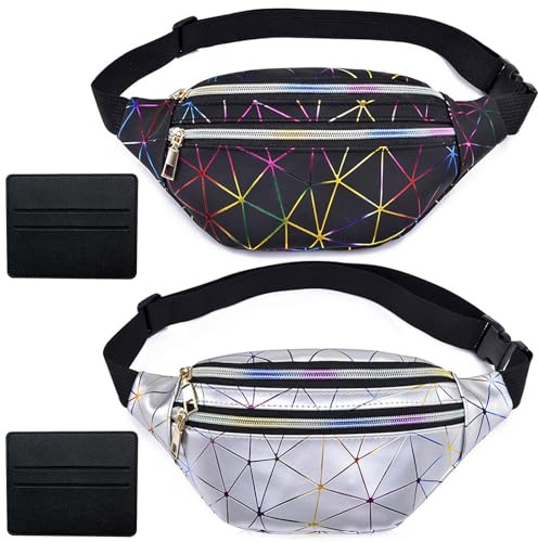 DKDDSSS 2 Stück Bauchtasche für Damen und Herren, Mode Wasserdicht Gürteltasche, Umhängetaschen Handytasche für Party Festival Sport Outdoor Travel