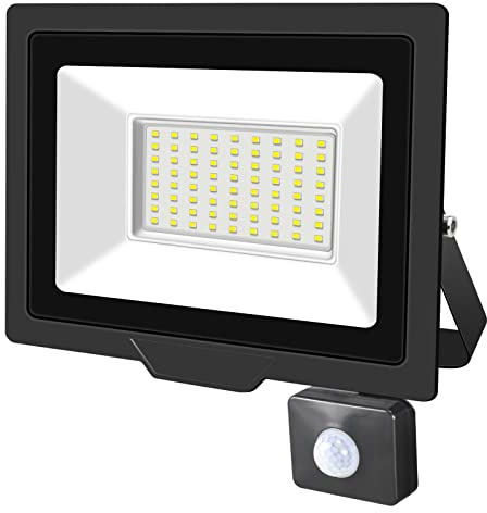SKYWORLD LED-strålkastare, 50 W säkerhetsljus med rörelsedetektor 1 st, kall vit vattentät översvämningsbelysning för garage trädgård gård ingång park
