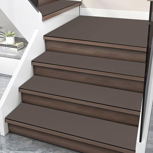 XXIUDEE Alfombra de seguridad para peldaños de escalera para niños, ancianos, mascotas, alfombras para interiores con respaldo de goma antideslizante (70 x 30 cm, 1 unidad, marrón)