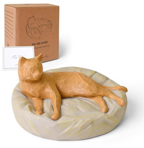 Cuayaes Figuras de gato naranja, regalos conmemorativos para amantes de los gatos, mujeres y hombres, estatua de decoración de gato de resina para el hogar, estante, escritorio de oficina, decoración