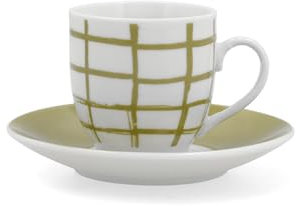 Quid Kansas Lot de 6 tasses avec soucoupe en porcelaine Passe au micro-ondes