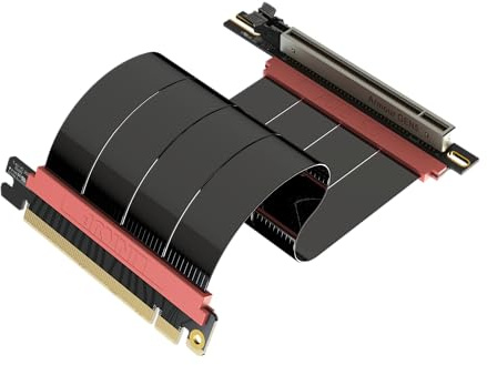 LINKUP PCIE 5.0 Riser Cable | for Vertical GPU Mount | Right Angle | Graphics Card GPU Ready | Usable with PCIe 4.0 & RX 9070/ RTX5090 | 20cm (Total Length: 24cm)