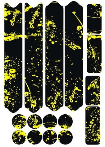 DualColorStampe Kit de 16 Stickers Vélo Noir et Jaune - Autocollants de Protection pour Cadre VTT, VTT, Vélo de Course, Fat Bike et E-Bike B0220