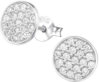 Laimons Damen-Ohrstecker Platte Design mit Zirkonia in weiß Sterling Silber 925