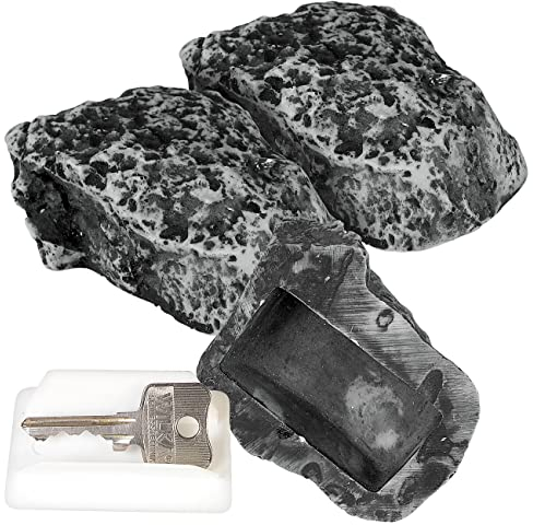 Lunartec Schlüssel Stein: 3er-Set Schlüsselversteck in Stein-Optik (Schlüsselstein Versteck, Schlüsselversteck echter, Schlüsselfinder)