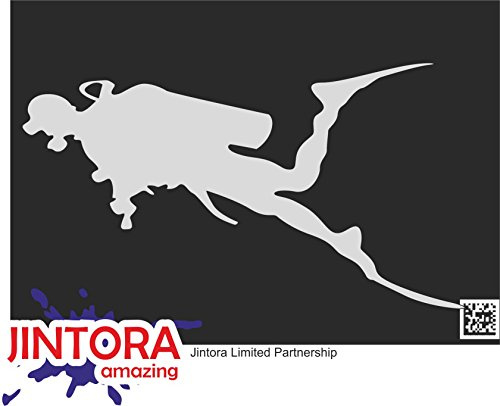 JINTORA - Autoaufkleber Tuning - Auto Aufkleber - Taucher Silhouette - 178x99 mm - Auto Sticker Bus Fenster Heckscheibe Camper wetterfest Outdoor Sticker Auto Deko LKW Tuning Selbstklebend - Silber