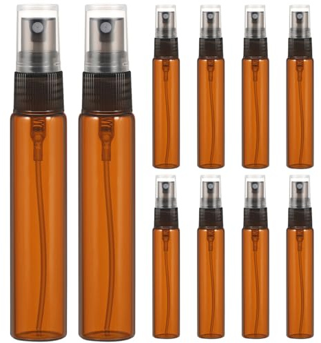 SOLUSTRE 10 Stück Sprühflasche 10ml Glas Spray Flaschen Mini Fein Nebel Spray Mini Feinnebel für ätherische Öle Aroma chemische Flüssigkeit