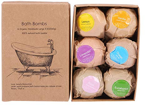 Badebomben Set mit natürlich ätherischen Ölen - 6 Stück Badekugeln als Geschenke für Geburtstag, Weihnacht, Frau, Mama, Ehefrau