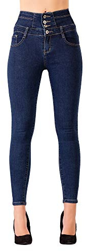 Glook Mujer Pantalones Vaquero Skinny Push Up Pantalones Elástico Jeans Cintura Alta (44, Azul 6)