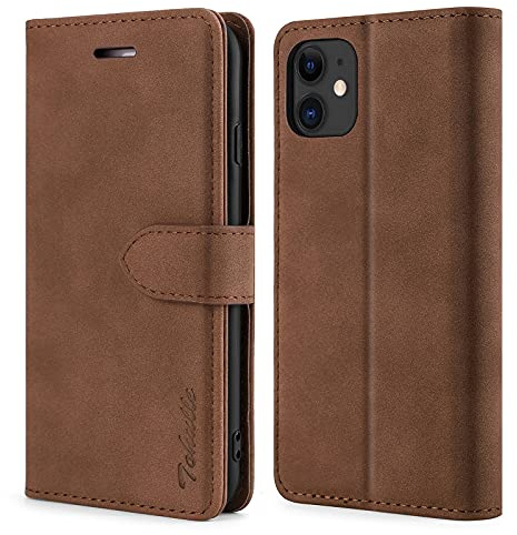TOHULLE Case for iPhone 11, Premium PU Leather Wallet Case with Card Holder Kickstand Magnetic Closure Flip Folio Case Cover Compatible with iPhone 11 (6.1 Inch) - Brown