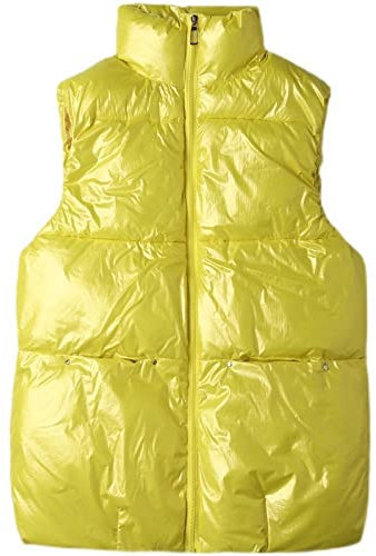 YUNHOME Angelweste Große Größe Weste Warme Weste Winterweste Daunenweste Aus Baumwolle Für Damen, Weißer Mantel Im Frühjahr Und Herbst, Dünne Weste Für Damen Mittellange Oberbekleidung-Gelb_2XL