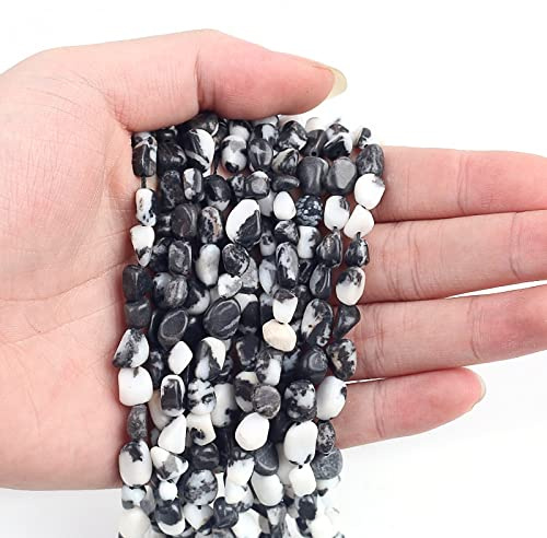 HZLXF1 Perles de Pierre de Gravier de Gravier 5 * 8mm de Gravier Naturel Blanc Blanc Zèbre Perles en Vrac for la Fabrication de Bijoux DIY Collier Bracelet Accessoires