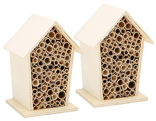 Wooden House for The Garden Decoration, Bee Habitats Beehive Shelter Nests Boxes Butterflys Feeder Hotel Unique Gardening Gifts for Bee Butterflys Ladybirds Beneficial