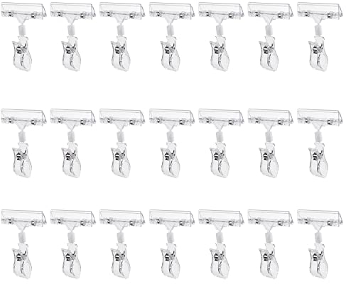 testyu 30 Stück Kunststoff Drehbare Schildhalter, Merchandise Schild Preisschilder Halter, Drehbare Preis Schildhalter für Supermarkt Preisanzeige Homeoffice Memo Tischkartenhalter