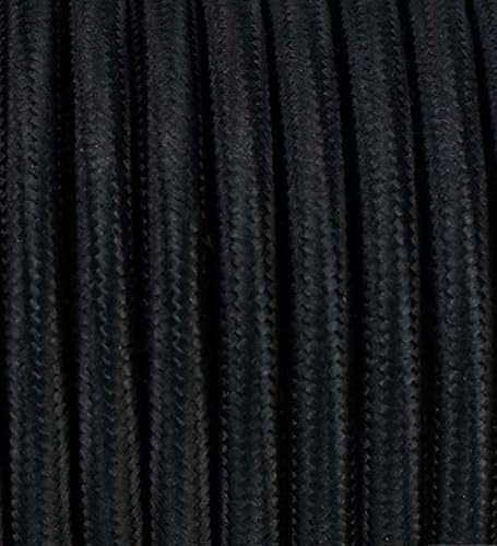 10 mètres 2 - fils Câble textile fil électrique tissu rond 2x0,75 2G0,75 noir