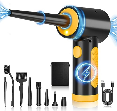 ZORUMAN Electric Air Duster 3 Speeds 91000 RPM, Lightweight Handy Blower PC Cleaner, 9000mAh Cordless Compressed Cleaner for Laptop Keyboard Electronics Home Car Cleaning, Yellow (Gelb)
