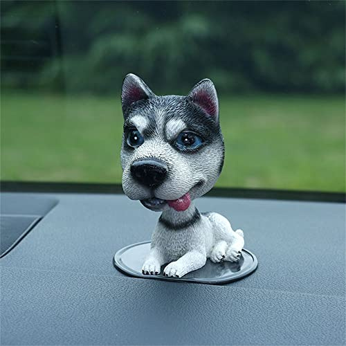 Car Spring Shaking Head Dog, Cute Simulation Dog Ornament Wobble Head Dolls, Nodding Puppy Toys, Bobblehead Dog Car Dashboard Decor(Husky 1)