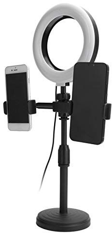 Support avec Anneau Lumineux, Anneau Lumineux pour Youtube/Photographie/Vidéo/Maquillage/Selfie/Photographie, Support de Pinces pour Téléphone Portable 2 Pièces avec Support de Lum