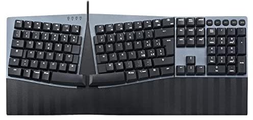 Perixx PERIBOARD-535 RD Tastiera Ergonomica Meccanica a filo - Tasti Lineari Rossi - Macro Programmabili - Compatibile con Windows e Mac OS X - Layout QWERTY Italiano
