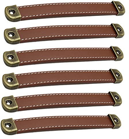 SEWOART Leder Möbelgriffe 6 Stück Mit Legierung Schubladen Und Schrankschlossgriffe Vintage Stil Ersatzgriffe Für Kleiderschrank Kommode Und Weinschrank