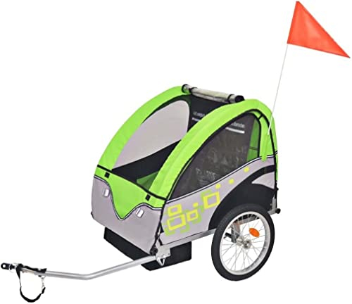 Remolques para bicicletas Remolque De Bicicleta For Niños, Cochecito For Niños, Con Bandera De Seguridad, Reflectores, Ruedas De Liberación Rápida Y Pareja De Bicicletas, Marco De Acero For Exteriores