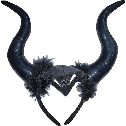 Fopytu Teufelshörner Stirnband, Gotische Schwarze Hörner Maleficent Hörner Stirnband Haarbänder Für Halloween Kostüm Cosplay Party Requisite