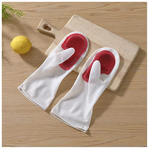 DUnLap Cleaning Gloves Dishwasher Gloves Magic Dishwashing Silicone Gloves Protect Hand Dirt Clean Brushes Cleaning Tool Kitchen Accessories Wash Fruit Eco Friendly Cleaning Gloves(Red)