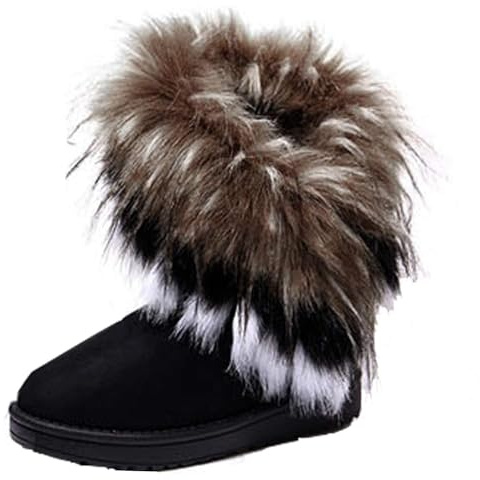 ticticlily Damen Winter Schnee Stiefel Warm Gefüttert Stiefeletten Boots Kurz Damen Winter Schnee Stiefel Stiefeletten Warm Stiefel Schuhe mit Fell A Schwarz 39 EU