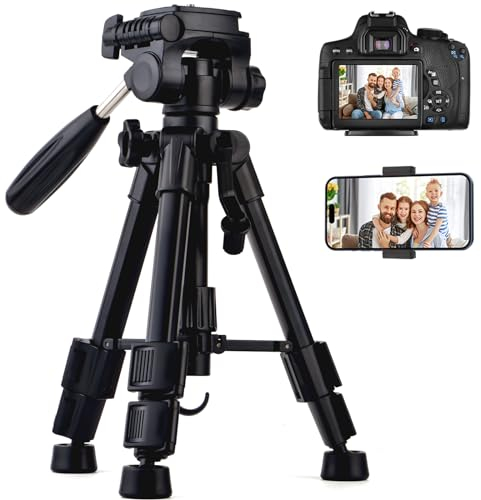 LINKCOOL Lightweight Mini Desktop Tripod - 24 Inch/62cm Portable Aluminum Tripod with 3-Way Swivel Pan Head, Supports DSLR Cameras, Smartphones, DV Videos, Load Capacity up to 5KG
