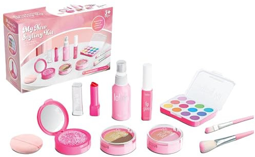 Kit trucco finto per ragazze, kit trucco per bambini, Set di cosmetici finti da 10 pezzi, Set di trucchi per giochi di finzione per bambini per bambine, set di trucchi per giocattoli finti per bambine