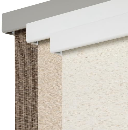 Persilux Free-Stop Cordless 100% Blackout Roller Blinds for Windows, Natural Woven Fabric UV Protection Privacy Thermal Insulated Roller Shades for Windows, Bedroom, Glass Door, Brown 34.5 W x 72 H