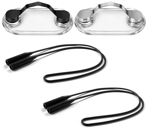 2 soportes magnéticos para gafas, 2 cuerdas para gafas, broche para gafas, gancho magnético para gafas, tarjeta de identificación, soporte para auriculares, soporte para gafas portátil, soporte para t