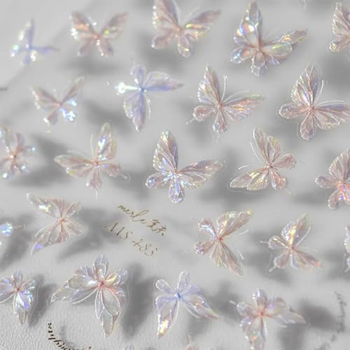 JMEOWIO 3D Nagelsticker Schmetterling Nail Art Sticker Selbstklebend Nagelaufkleber 5D Stereoskopisch Dekoration Nageldesign Zubehör 1 Blatt