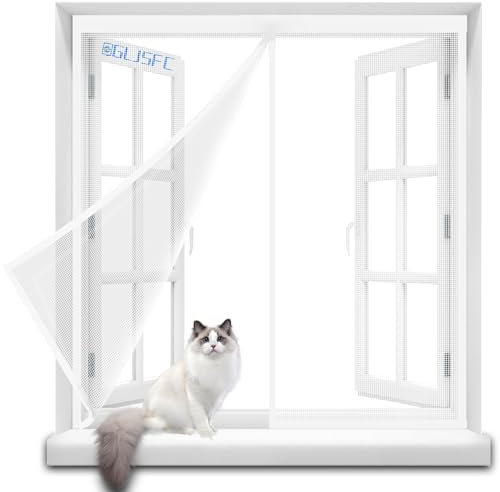 SelfAdhesive Insect Screen Roller Blind 145x195cm Comfort Open, Close Fly Screen Window to Open & Close - Keep Bugs Out & Lets Fresh Air in Top-to-Bottom Seal Snaps White