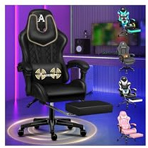 ALFORDSON Gaming Stuhl Gamer Sessel Massage Bürostuhl, Computerstuhl mit Lendenwirbelkissen Höhenverstellbar, 180 kg belastbar, ergonomisch Schreibtischstuhl Rückenlehne 150° neigbar, Schwarz | computerstuhl Höhenverstellbar, 180 kg belastbar, ergonomisch Schreibtischstuhl Rückenlehne 150° neigbar,Schwarz