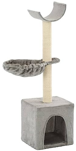Buzaza Katzen-Kratzbaum mit Sisal-Kratzsäulen Katzen Baumhaus Katzen Kratzbaum 105 cm Grau