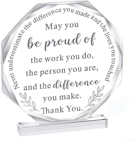 Feegow Trophée en verre rond personnalisé en acrylique pour départ à la retraite d'un collègue