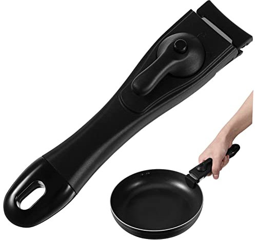 KICHOUSE 1pezzi Maniglia per Padella Rimovibile Silicone Design Autolock per Cucine Induzione e Tradizionali Accessorio per Pentole e Wok