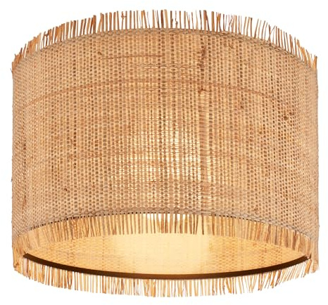 Briloner Lampada da soffitto con paralume in paglia, attacco E27, max. 10 W, plafoniera, boho, e 40 x 28 cm (DxH), natura