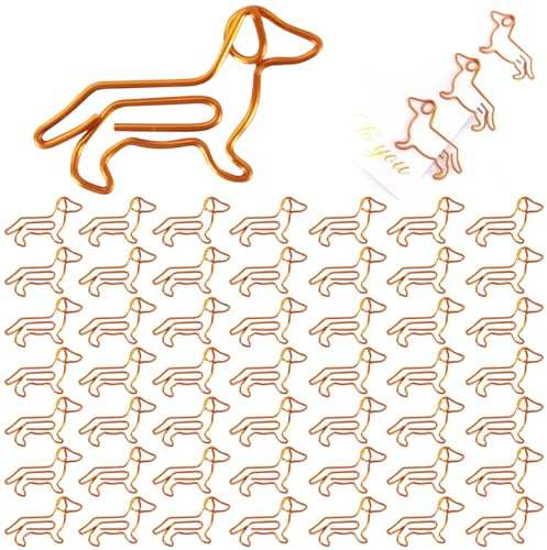 50-teiliges Set Büroklammern, Tierform-Büroklammern, Cartoon-Lesezeichen-Büroklammern, niedliche Tier-Memohalter, Bürobedarf für Schüler, Lehrer (Orange)