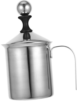 MAGICLULU Espumador Leche Create Accesorio Manual Acero Inoxidable 400ml Uso Versátil